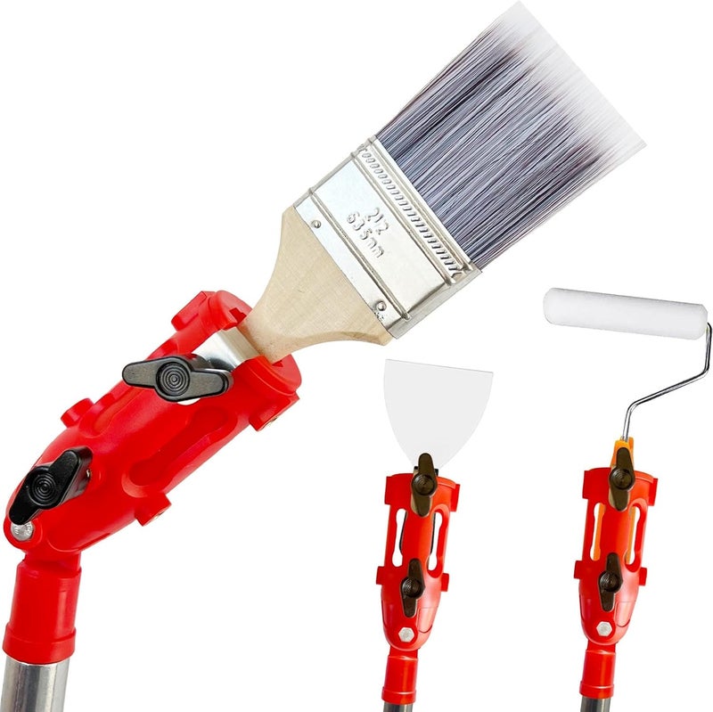 timebetter Multi Angle Paint Brush Extender V2, Long Handle Paint Brush, Extension Pole Attachments for Paint Roller, Paint Edger Tool for High Ceilings, Corner Painting Tools for Paint Extension Pole (Red) - Image 1